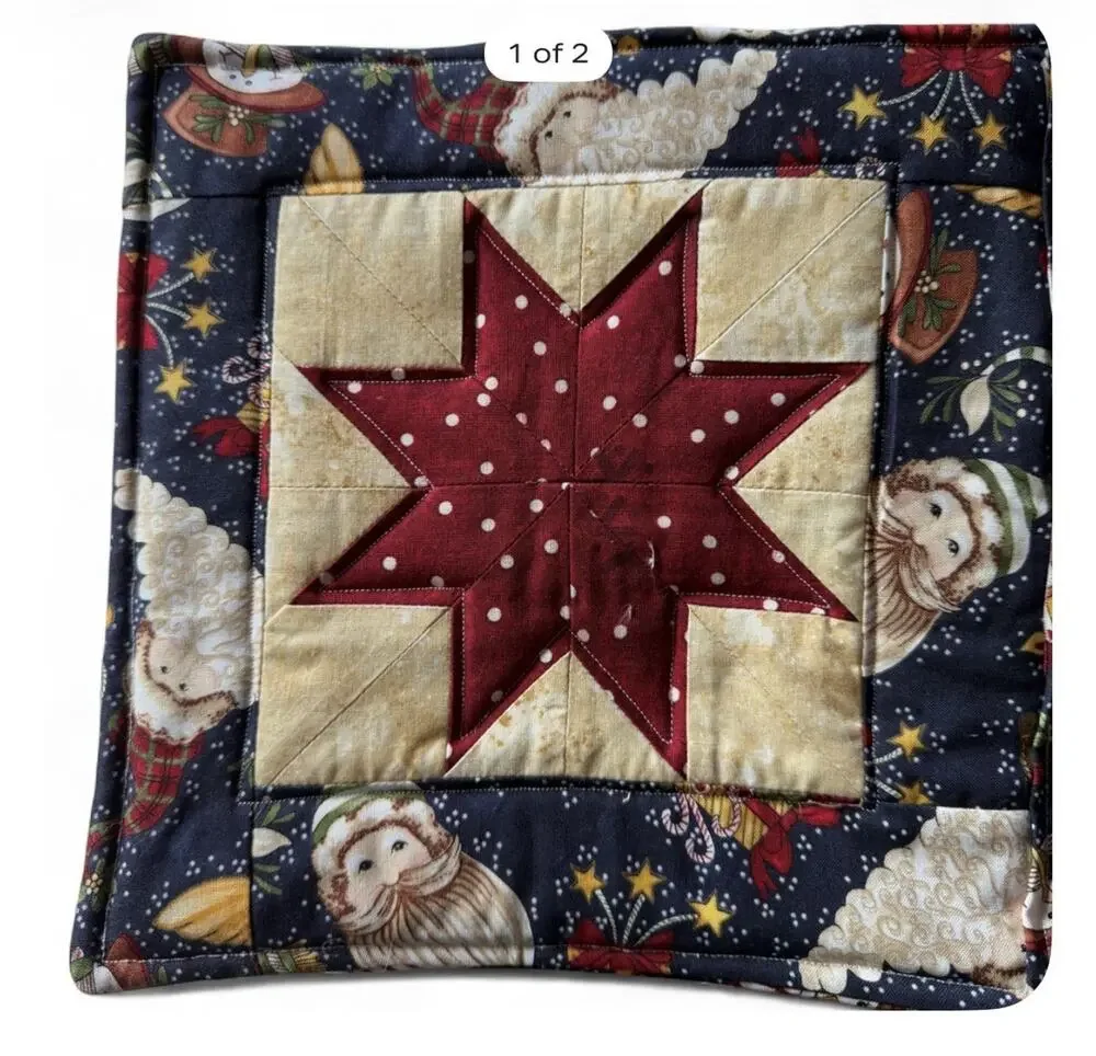 handmade christmas potholder hot pad trivet quilted holiday winter